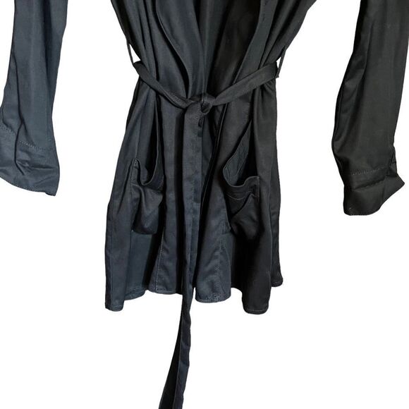 Hollister black drape belted coat. Size large‎ - Picture 8 of 11